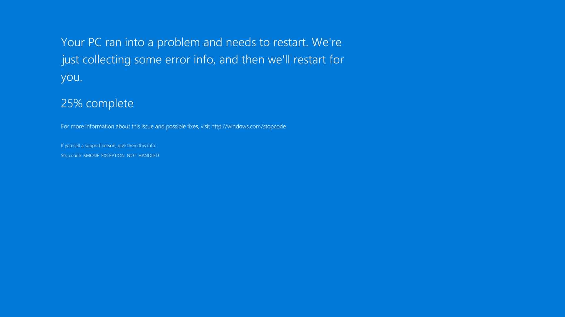 Windows Server 2016 Datacenter 的藍色畫面。