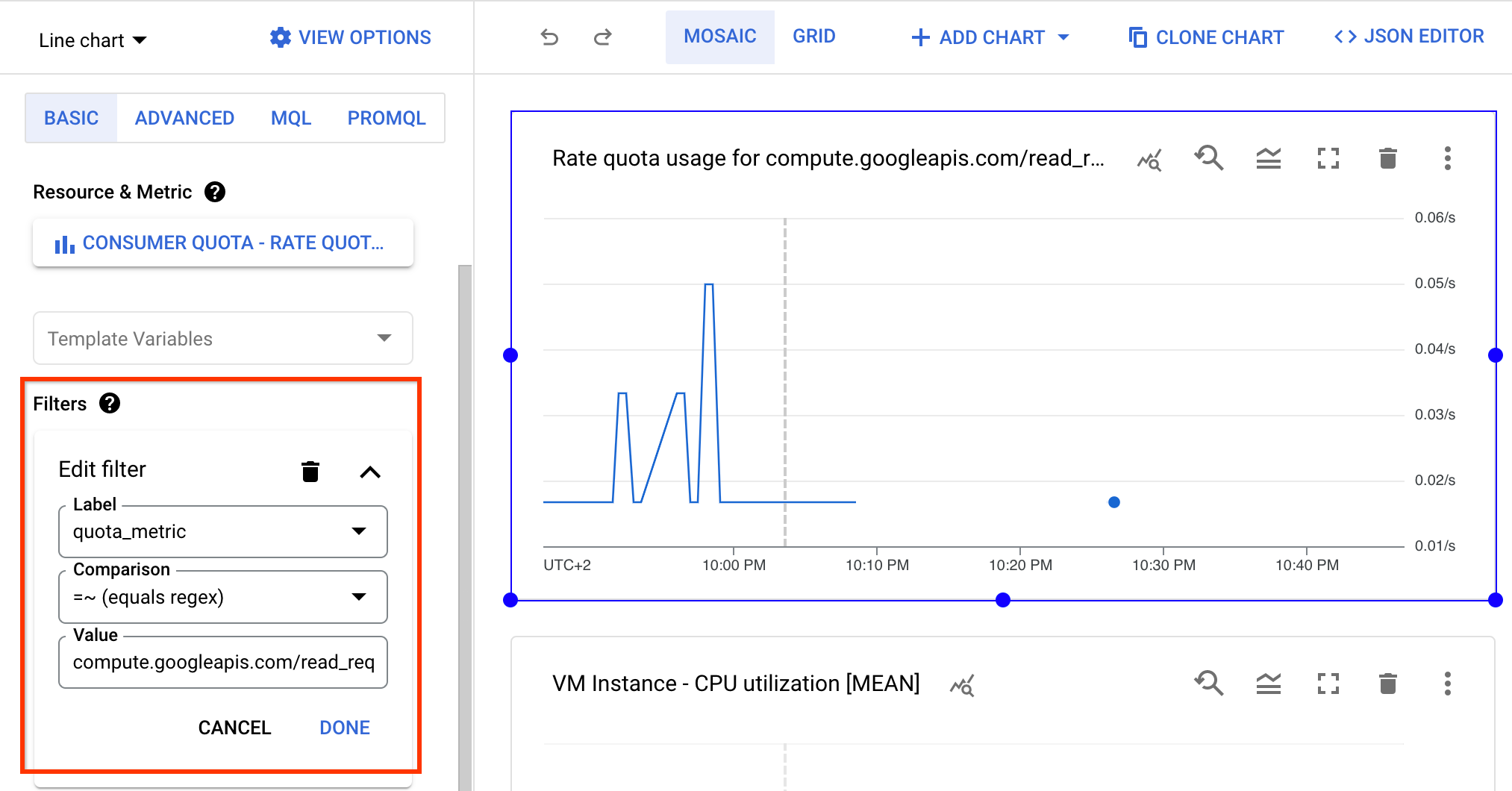 Edit filter value to use a regional metric.