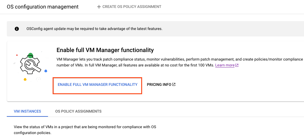 Vollständigen VM Manager automatisch aktivieren