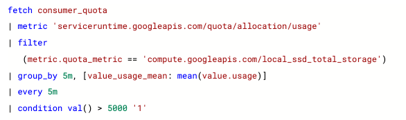 MQL that uses the local SSD quota metric