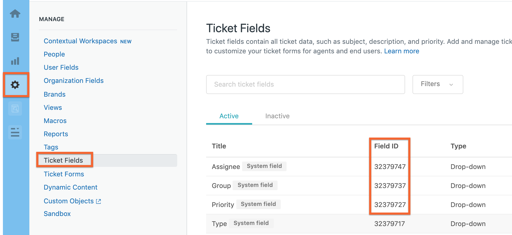 Field ID display