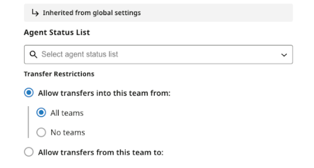 The headings for the agent status list is shown.