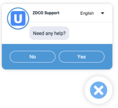 A chat window with an example logo.