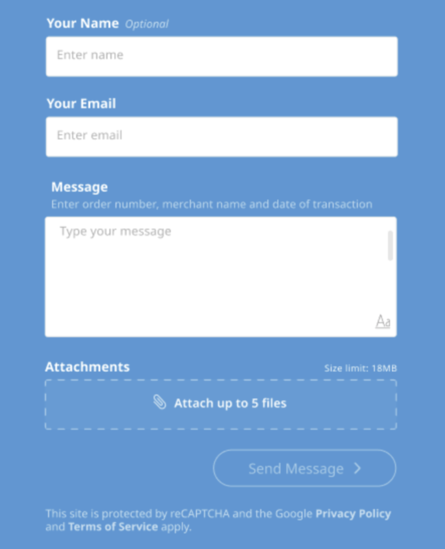 Screenshot of email form in the web SDK