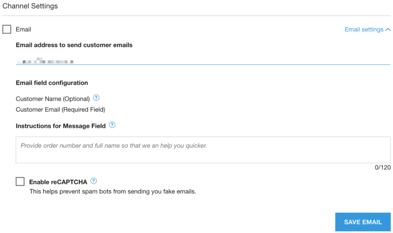 Queue channel email settings display