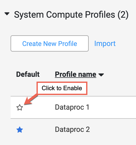 Select default profile.