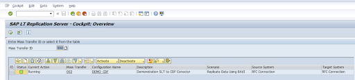 Save configuration and note the mass transfer ID