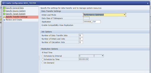 Specify transfer settings