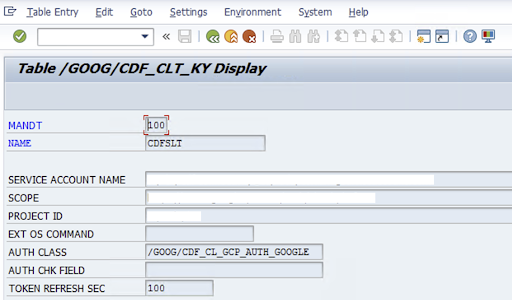 Enter details about the service account key