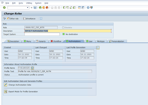 SAP トランザクション コードを使用してロールを作成する