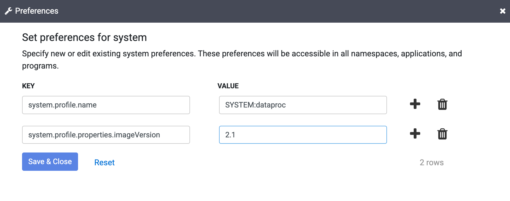 Set preferences for system