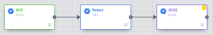 Connect the Redact node to the second Cloud Storage node.