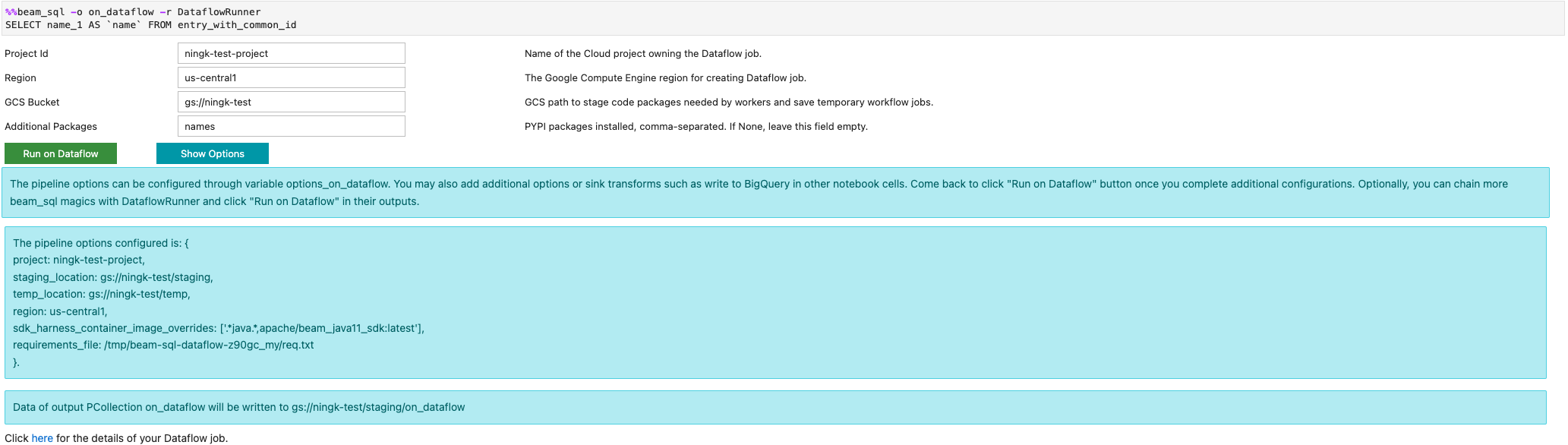 Launch Dataflow job with Apache Beam SQL