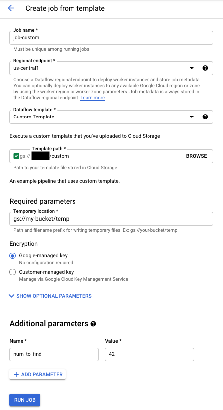 Custom Template Execution Form