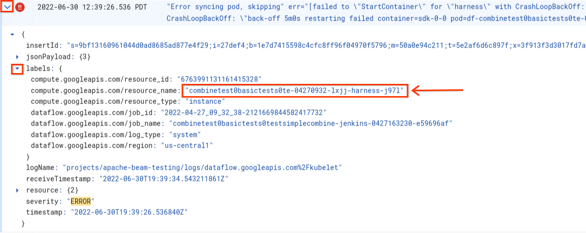 The Logs Explorer page with the steps for limiting log files highlighted.