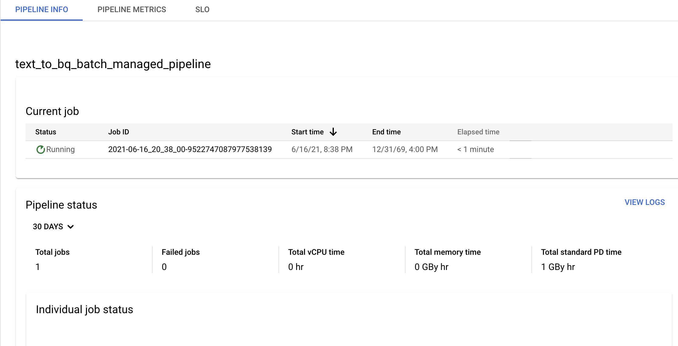 Pipeline details page.