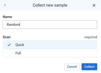 The Collect button in the Collect new sample.