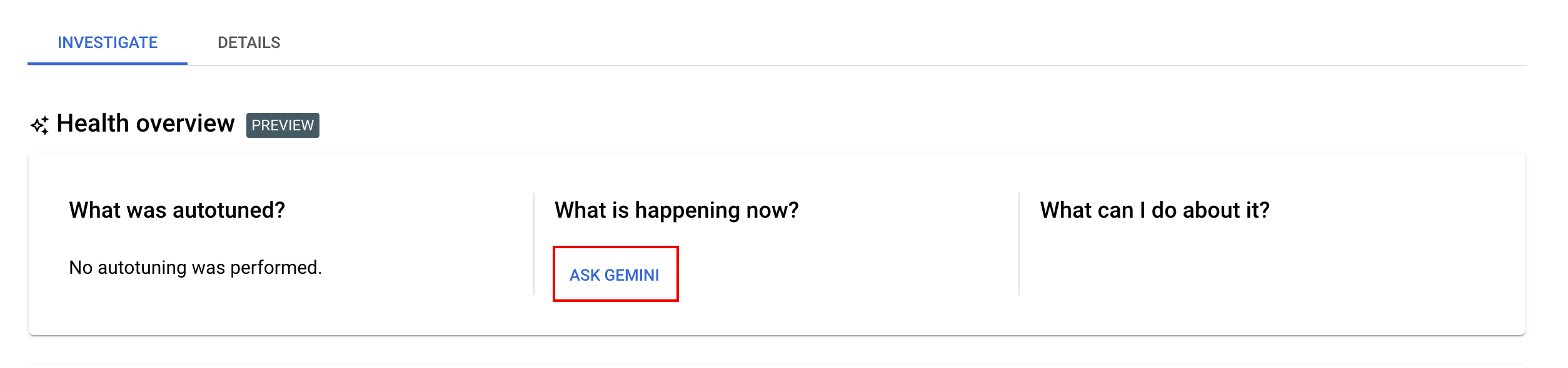 Botão &quot;Ask Gemini&quot;.