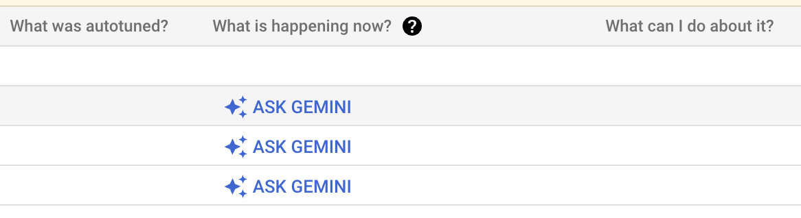 In Batches werden Gemini-Spalten aufgeführt.