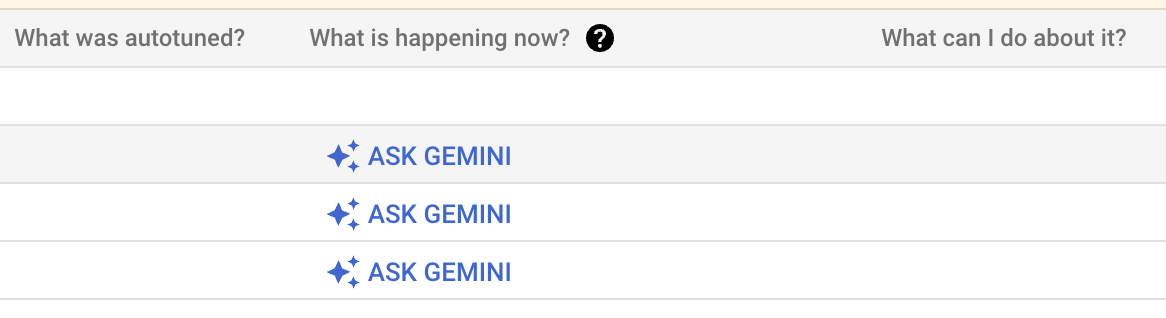 バッチは Gemini 列を一覧表示します。