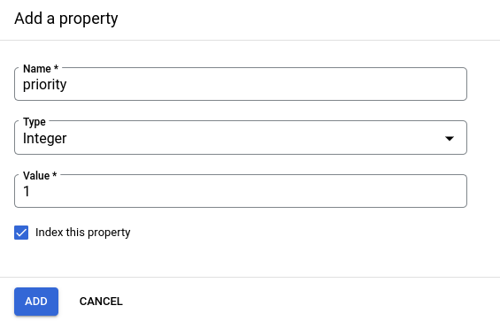 Der Bereich „Property hinzufügen“.