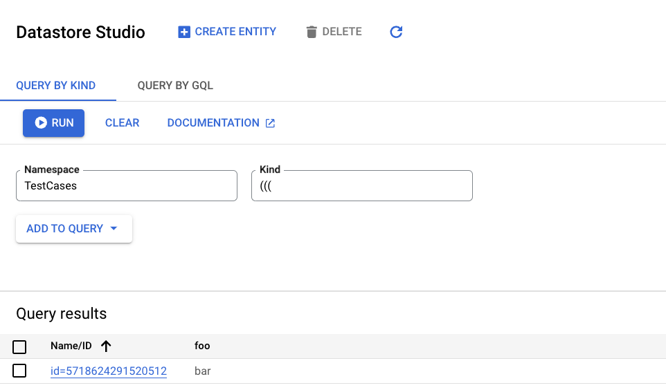 Datastore Studio page