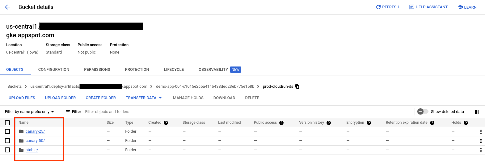 Per-phase listing of artifacts for the rollout