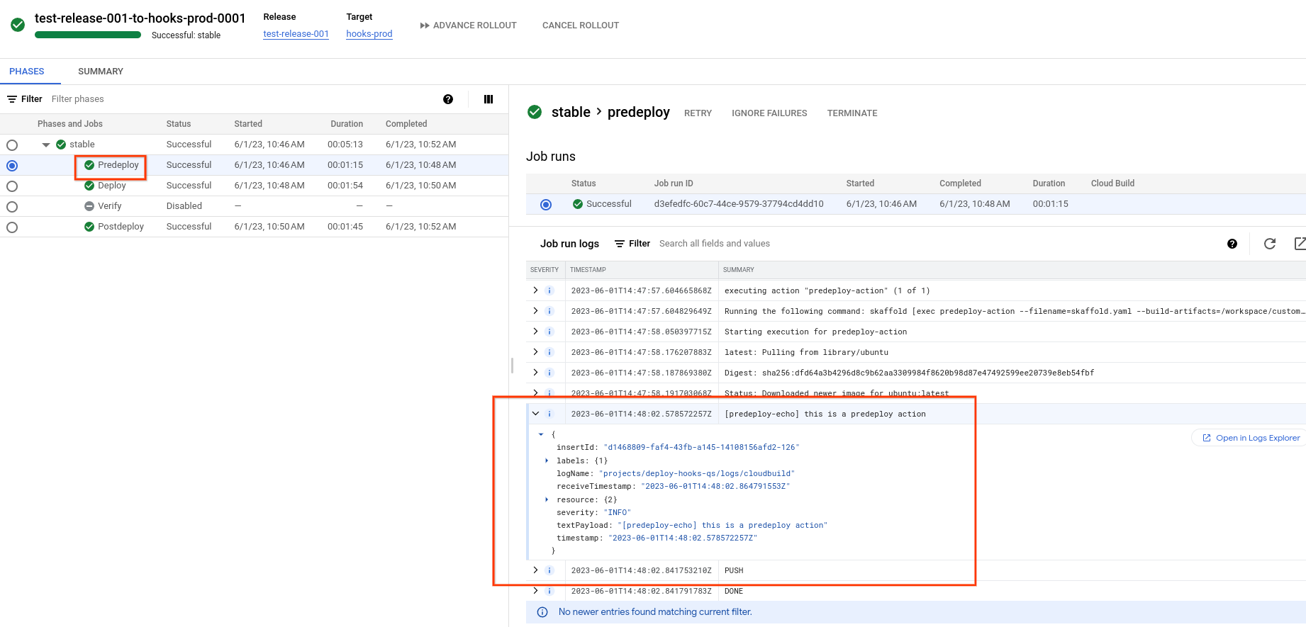 Predeploy 工作的記錄