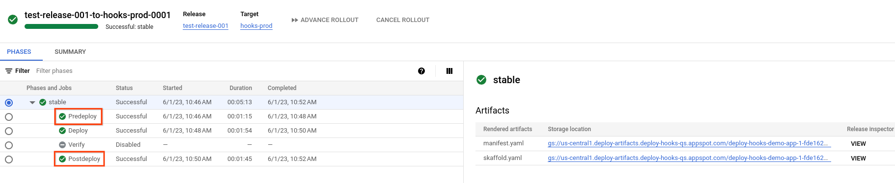 lanzamientos en la consola de Google Cloud