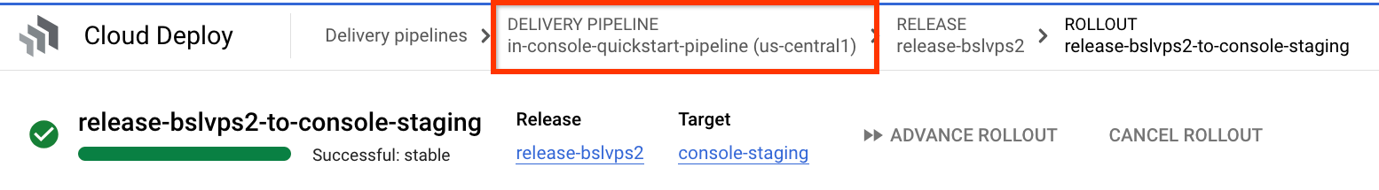 Fai clic sul nome della pipeline per vedere la visualizzazione