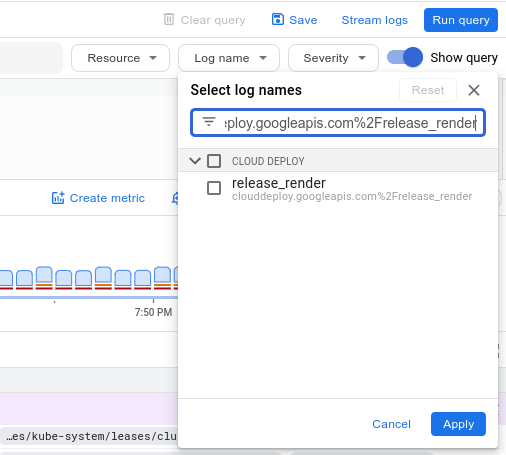 Der Filter „Logname“ im Log-Explorer