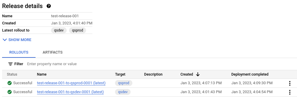 Roll-outs in der Google Cloud Console
