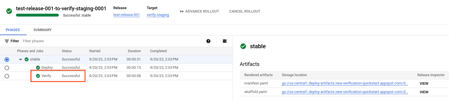 déploiements dans la console Google Cloud