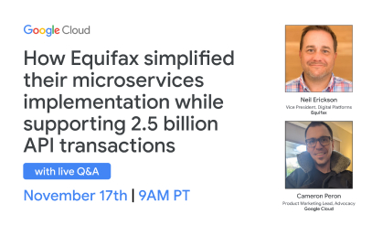“Equifax 如何简化其微服务实现”活动卡片
