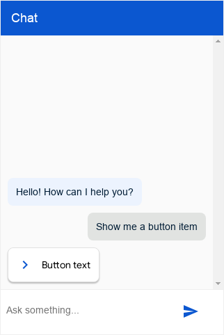 Captura de tela do tipo de botão do Dialogflow Messenger