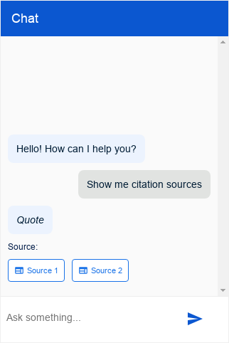 Screenshot des Dialogflow Messenger-Zitationstyps