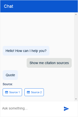 Dialogflow Messenger 引文類型螢幕截圖