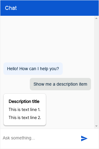 Screenshot del tipo di descrizione di Dialogflow Messenger