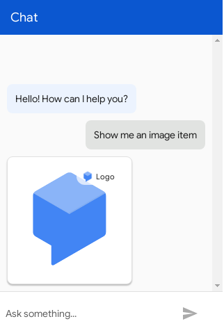 Captura de tela do tipo de imagem do Dialogflow Messenger