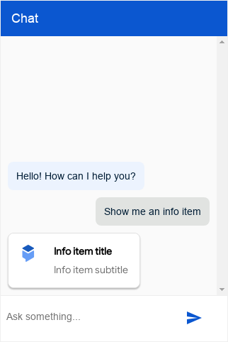 Screenshot des Dialogflow Messenger-Infotyps