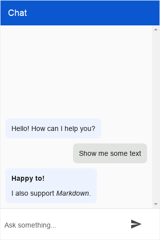 Captura de pantalla de texto de Dialogflow Messenger