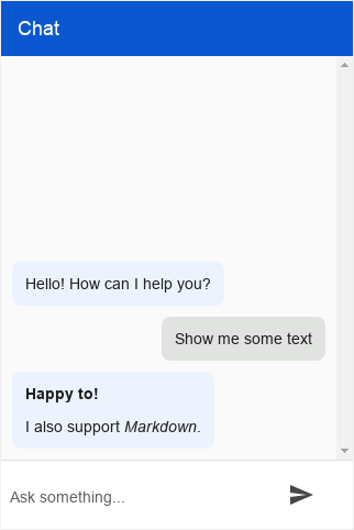 Dialogflow Messenger 텍스트 스크린샷