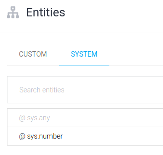 Screenshot of system entities tab