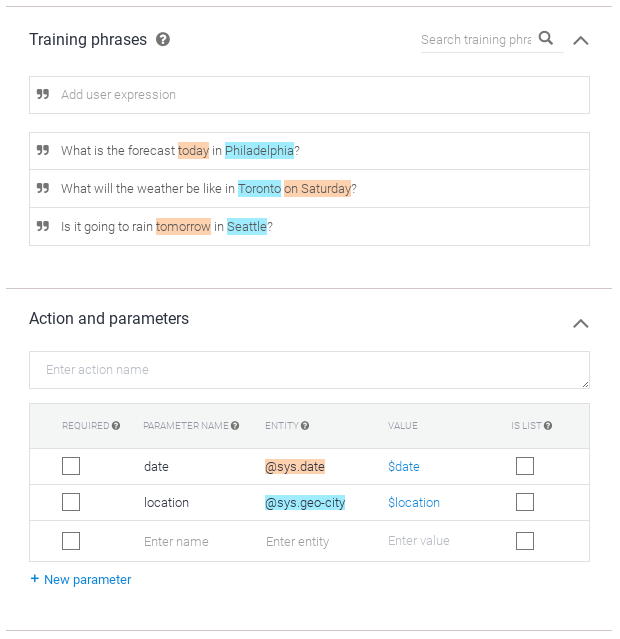 Training phrases | Dialogflow ES | Google Cloud
