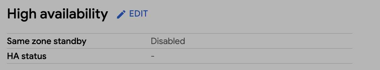 Edit the high availability settings of a database cluster.