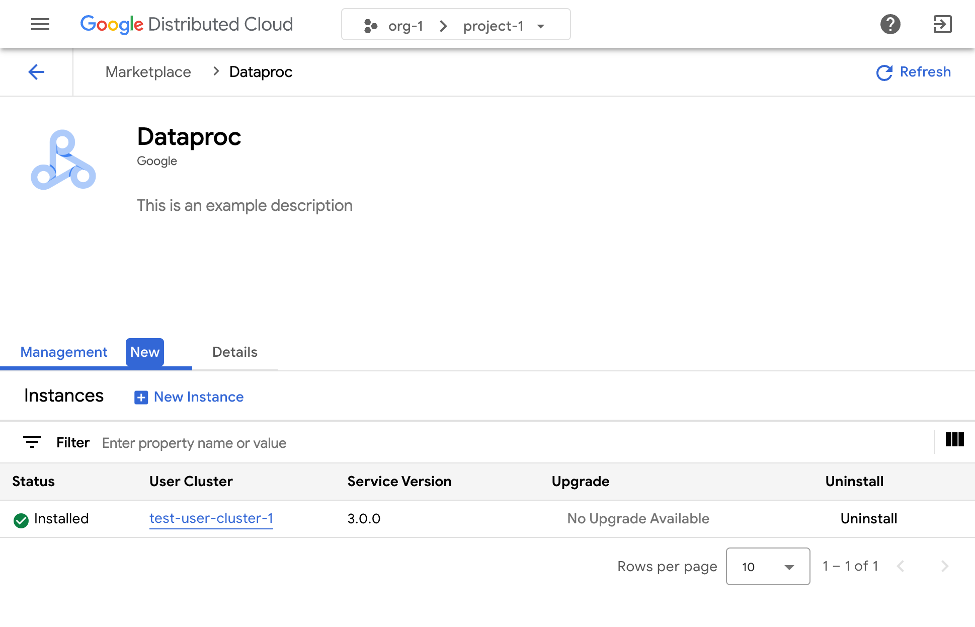 已安裝 Marketplace UI Dataproc Container for Spark 服務