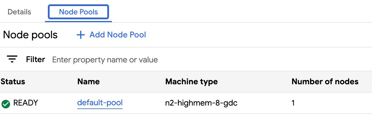 Confirm your node pool is ready by using the console.