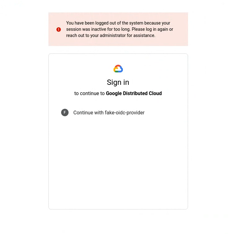 控制台界面显示登录界面,其中包含一个横幅,横幅上显示了有关会话退出的文字:“您已退出系统,因为您的会话处于不活动状态的时间过长。请重新登录,或与您的管理员联系以获取帮助。
