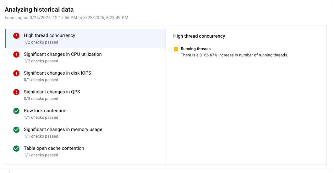 MySQL용 Cloud SQL의 상황 및 증거
