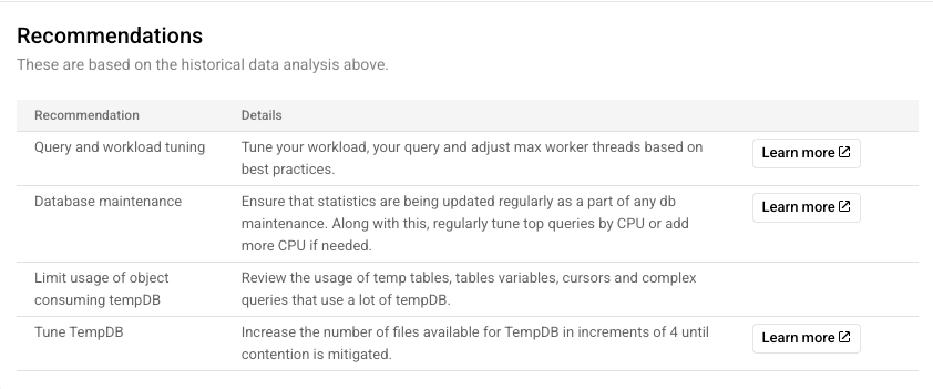Tabella dei consigli